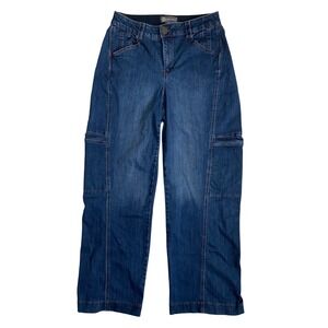 Democracy AbSolution Wide Leg Cargo Jeans Blue Denim Side Panel Patch Pocket 14W